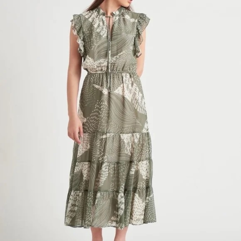 Women’s Olive Green Printed Maxi Dress